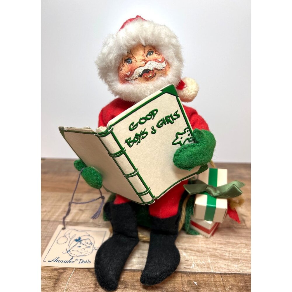 Vintage 1990 Annalee Dolls Santa Reading "Good Boys & Girls" Book 5225